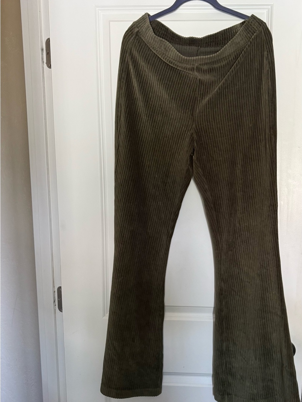 aerie Olive Green Ribbed Corduroy Flared Leggings